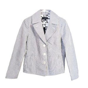 Talbots Pinstripe Single Breasted Blazer Jacket White Size 8 New With Tags